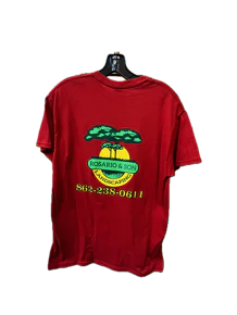 Bold screen print on white cotton shirt